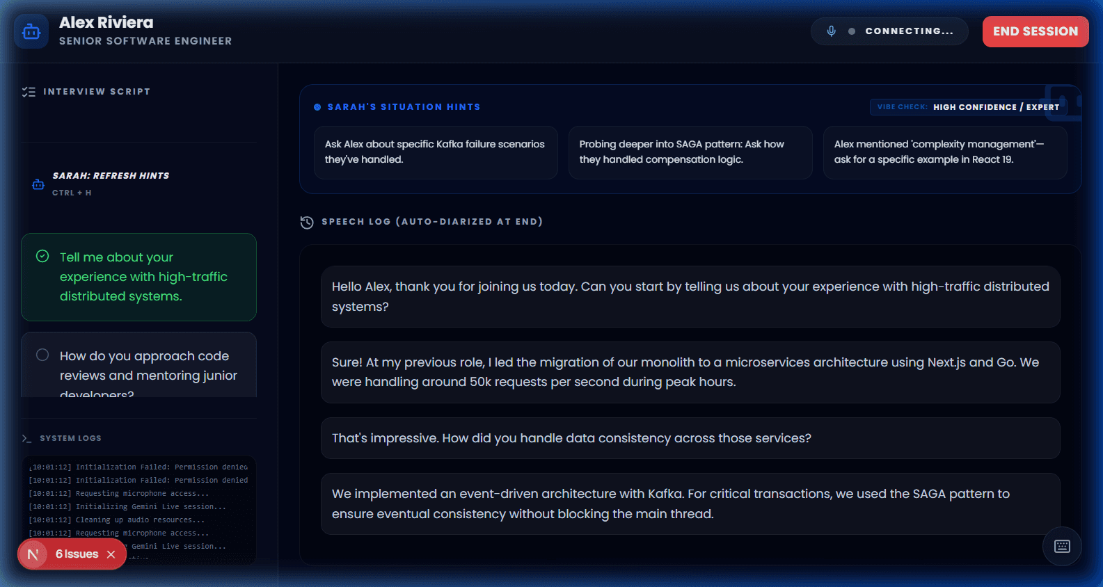 AI Interview Copilot Interface